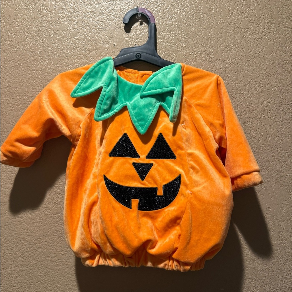 Kids Pumpkin Costume with Leaf Collar
